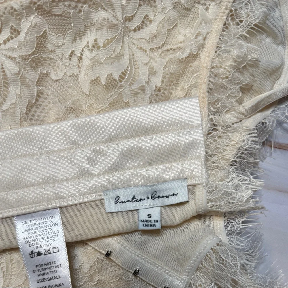Hunter & Brown Cream Lace Bralette Small Elegant Feminine Soft Romantic Festival
